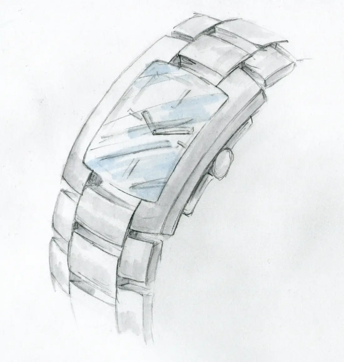 entwurfs Skizze einer Damen-Armbanduhr. Entwurf für PlumDesign